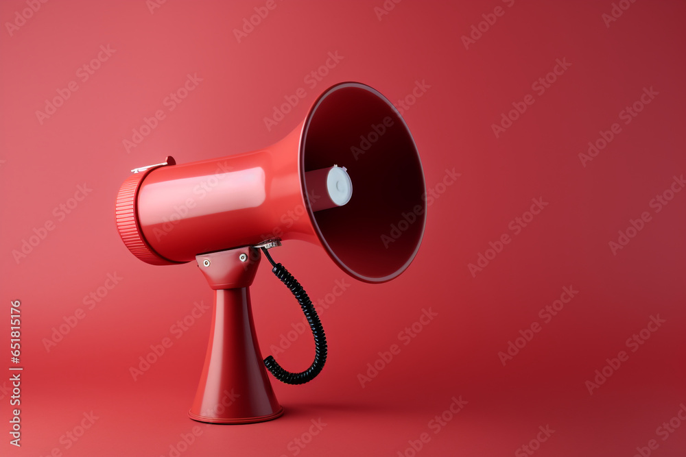 megaphone advertising concept with big copy space for text red background