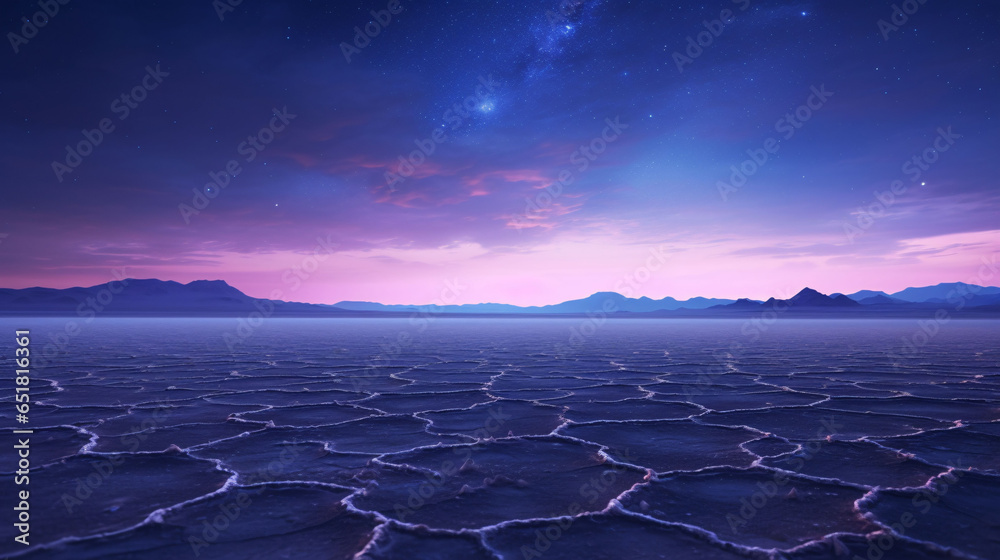 Starry Purple Night Sky Horizon