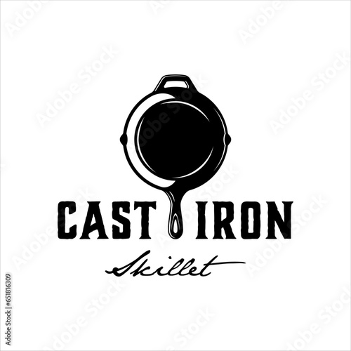 Cast iron skillet logo with masculine style design