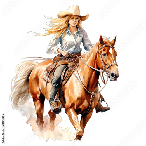 cowboy girl watercolor hand painting cowboy hat clipart wild west