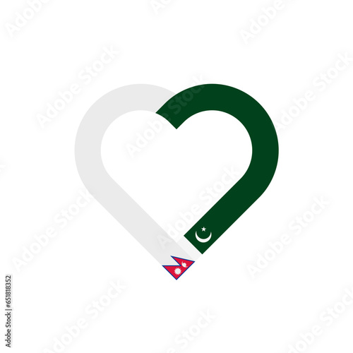 unity concept. heart ribbon icon of nepal and pakistan flags. vector illustration isolated on white background