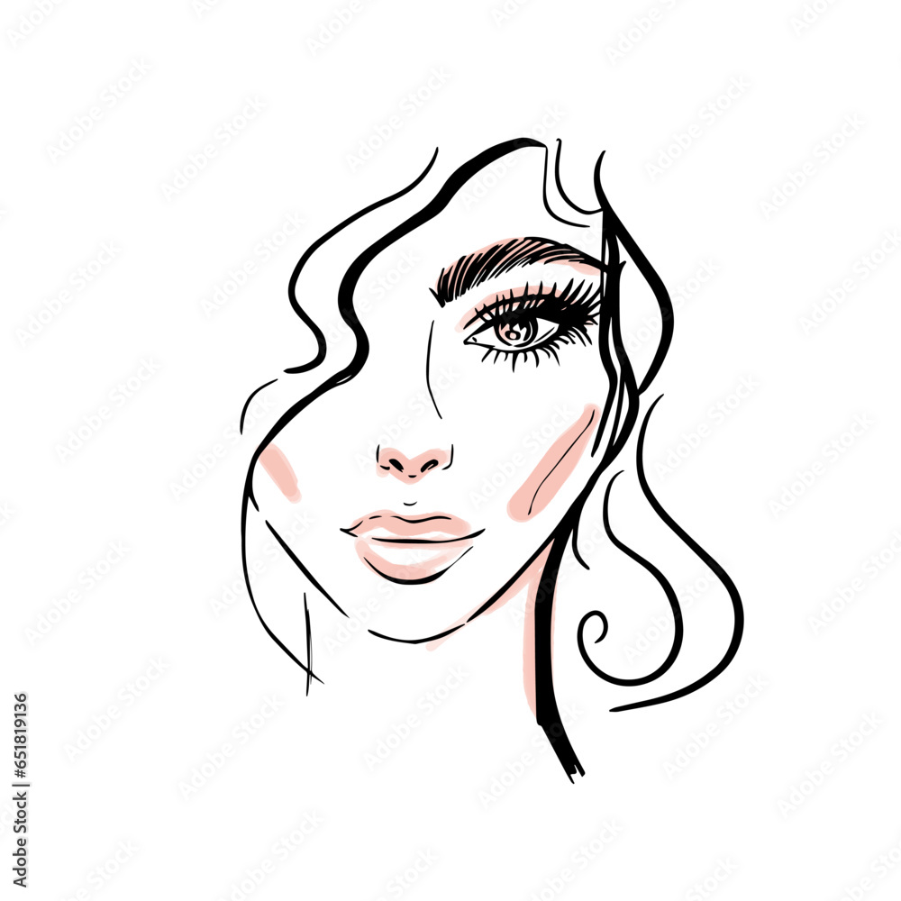 Woman face vector drawing sketch. Abstract portrait fashion illustration. Woman face vector drawing sketch. Abstract portrait fashion illustration.