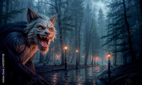 Nightmare Unleashed  The Aggressive Werewolf in the Sinister Forest.