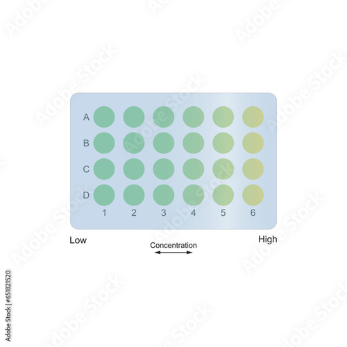 24 well microtray vector illustration. Microtiter tray, ELISA laboratory equipment simple green icon.