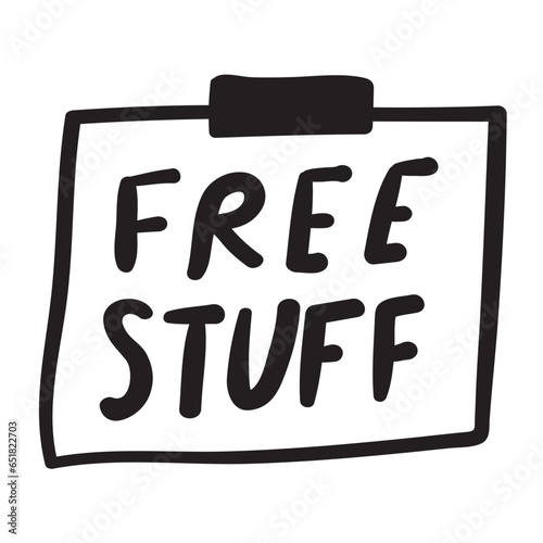 Free stuff. Note. Vector outline illustration on white background.