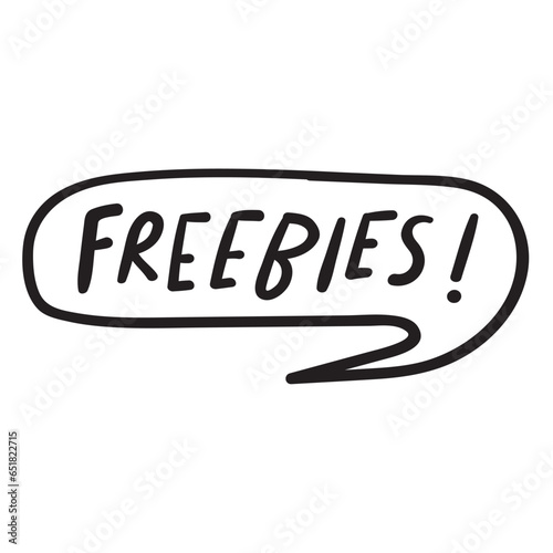 Freebies! Speech bubble. Outline icon. Vector design on white background. photo