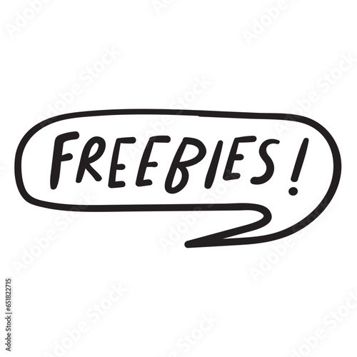Freebies! Speech bubble. Outline icon. Vector design on white background.