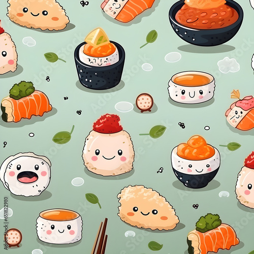 seamless pattern with sushi