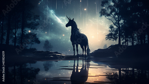 Unicorn silhouette   Generative AI © No34