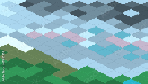 Cloud landscape created using colorful clouds