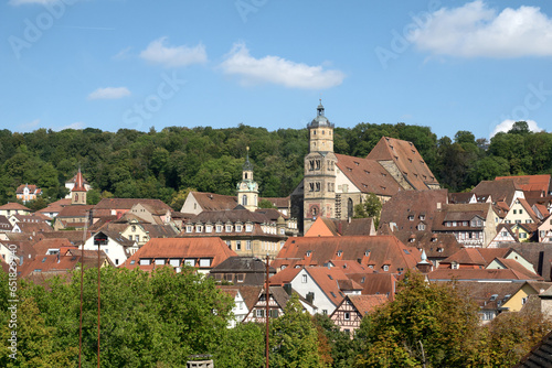 Schwäbisch Hall, Germany, September 14th 2023: Old town with half-timbered houses