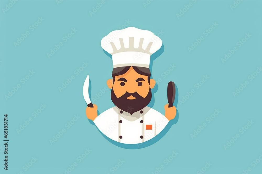 Ai generated A chef avatar with a chefs hat a white coat and cook