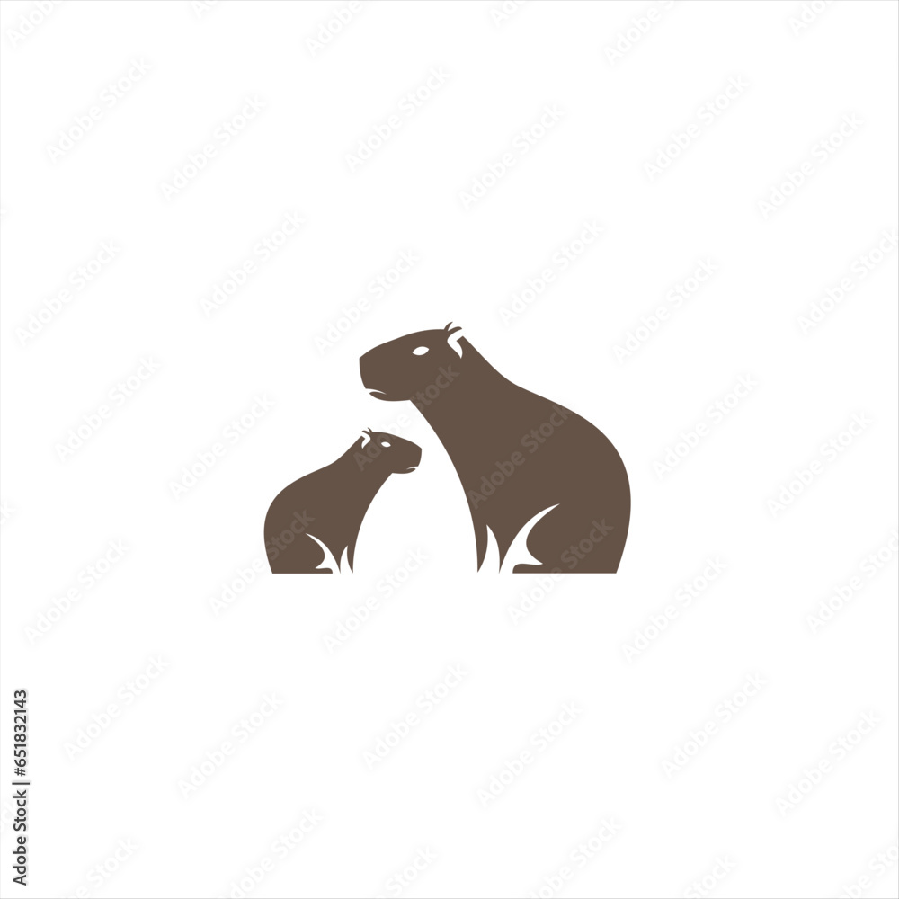 Capybara vector logo . Capybara is an animal that is known to live in water and is able to adapt to various places