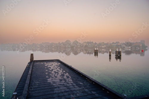 Zaandijk, Netherlands. Quaint Dutch village view with Zaan river.
