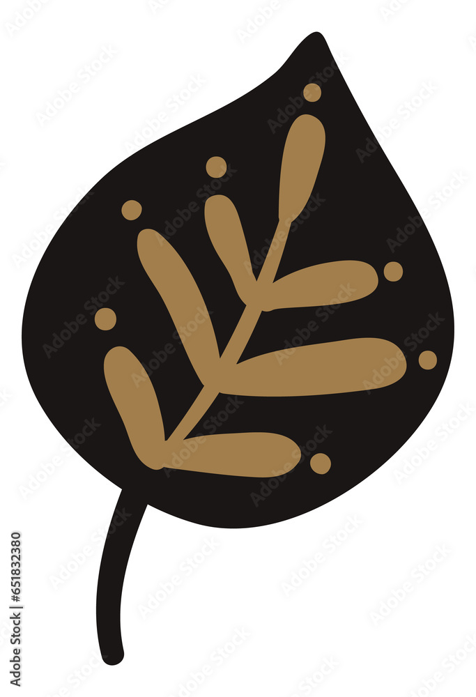 Decorative leaf with scandinavian ornament. Floral element