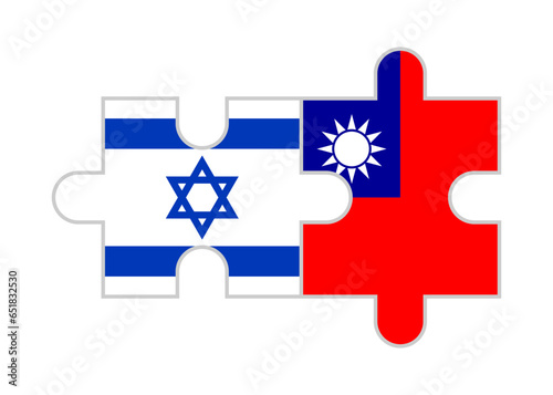 puzzle pieces of israel and taiwan flags. vector illustration isolated on white background