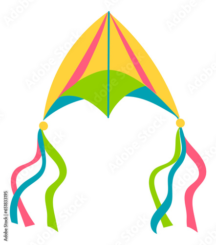Bright kite flying. Festival party color decoration