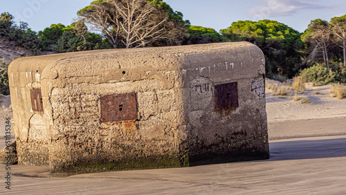 old concrete bungr on the beach