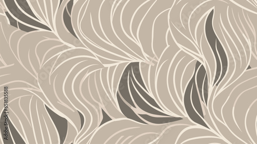 Elegant seamless floral pattern. Wavy vector abstract background. Stylish monochrome linear texture.
