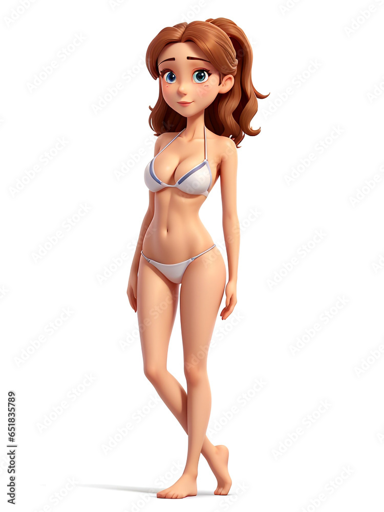 Fototapeta premium Beautiful female model wearing sexy bikini 3D rendering 5