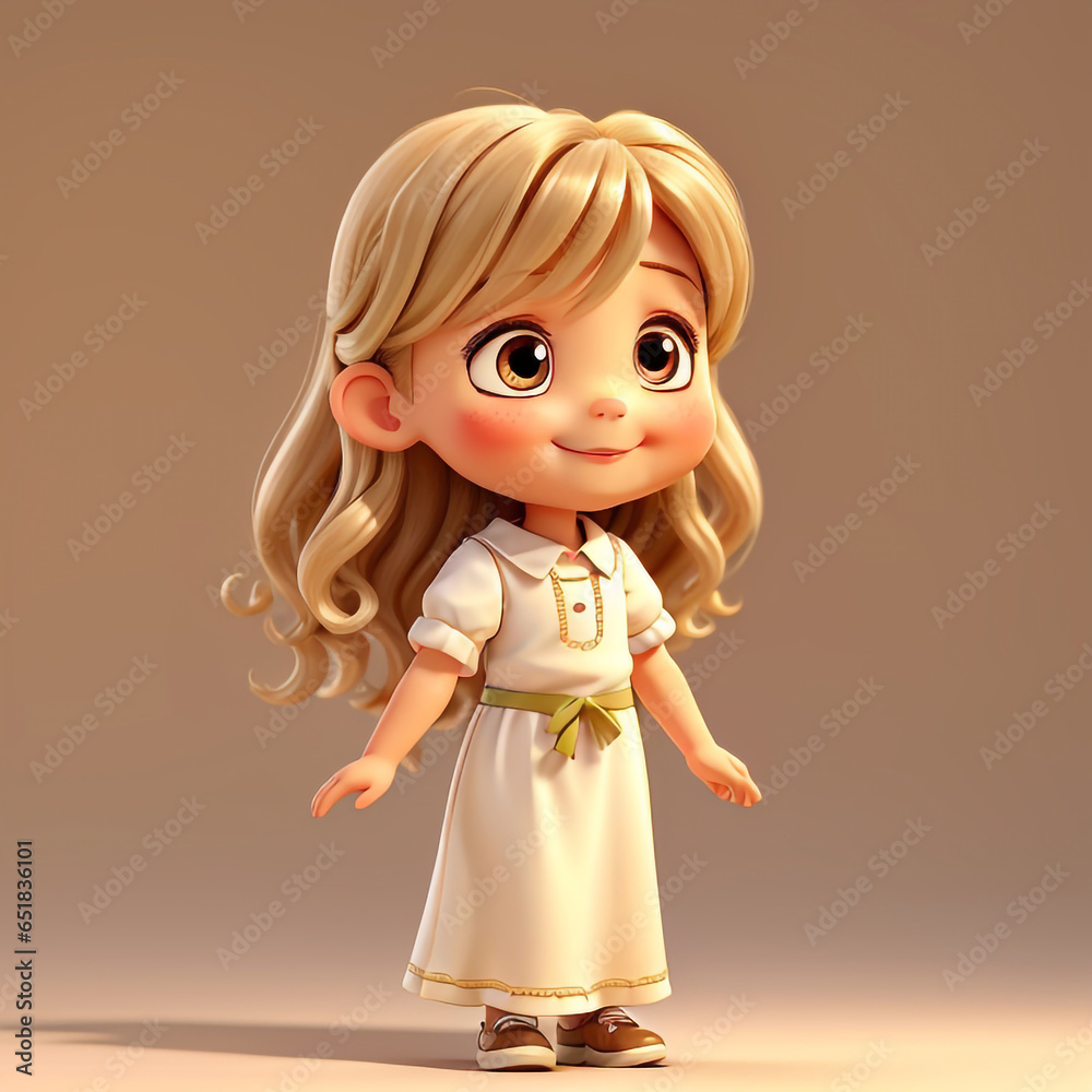 3D Modeling cute chibi female child with long blonde hair 3D Modeling cute chibi female child with long blonde hair