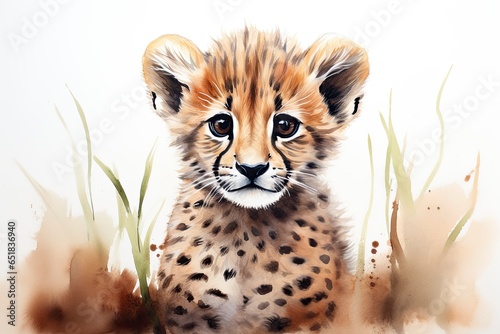 A baby cheetah in its natural habitat created with Generative AI technology