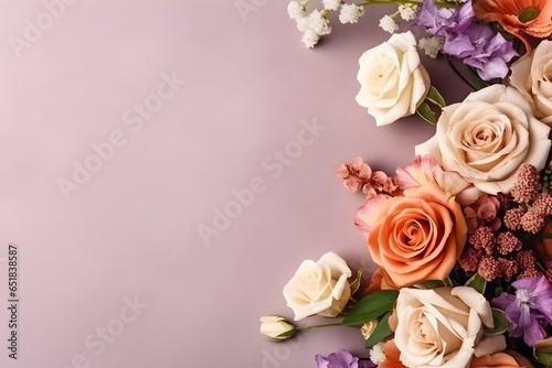 Pink Wedding Floral banner mockup flat lay invitation card, wallpaper, wedding flowers bouquet  © Mockup Lab