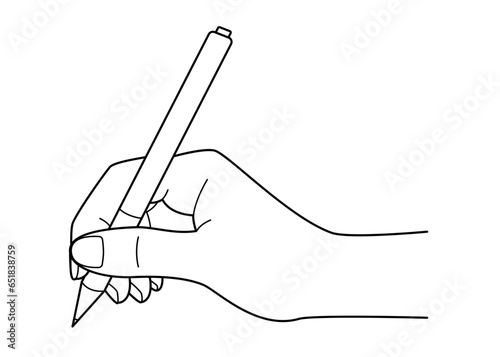 Vector line drawing of a hand trying to write with a pen.
