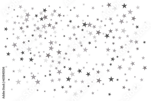 Star confetti. Silver casual confetti background. Bright design pattern.