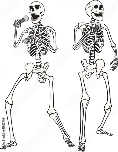 Skeleton singing joyfully