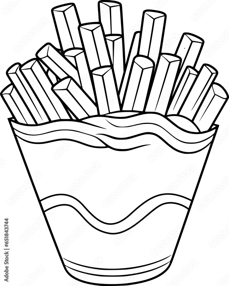 a black and white drawing of a French Fries