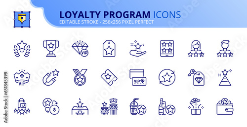 Simple set of outline icons about loyalty program