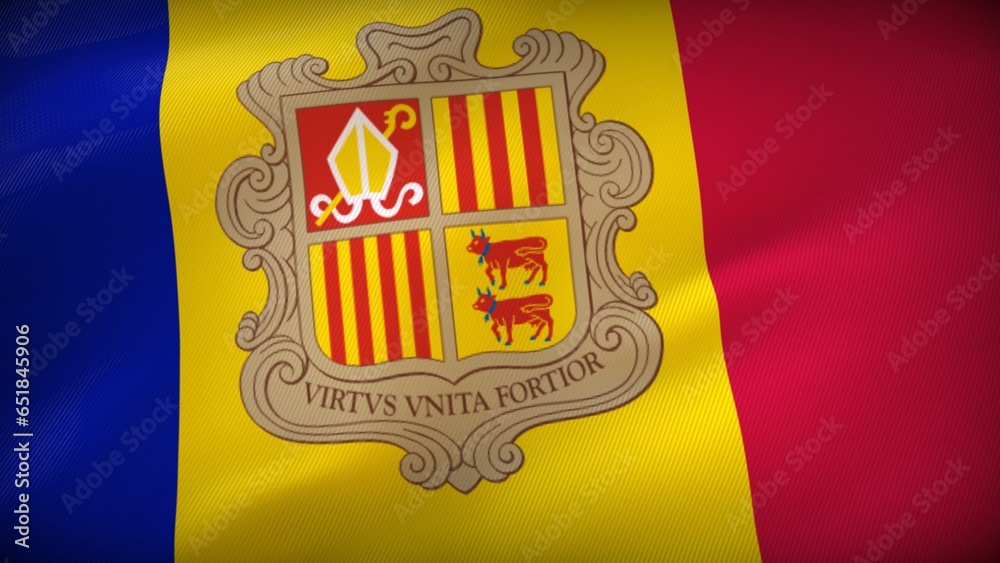 Obraz premium Andorra National Flag in Full Glory