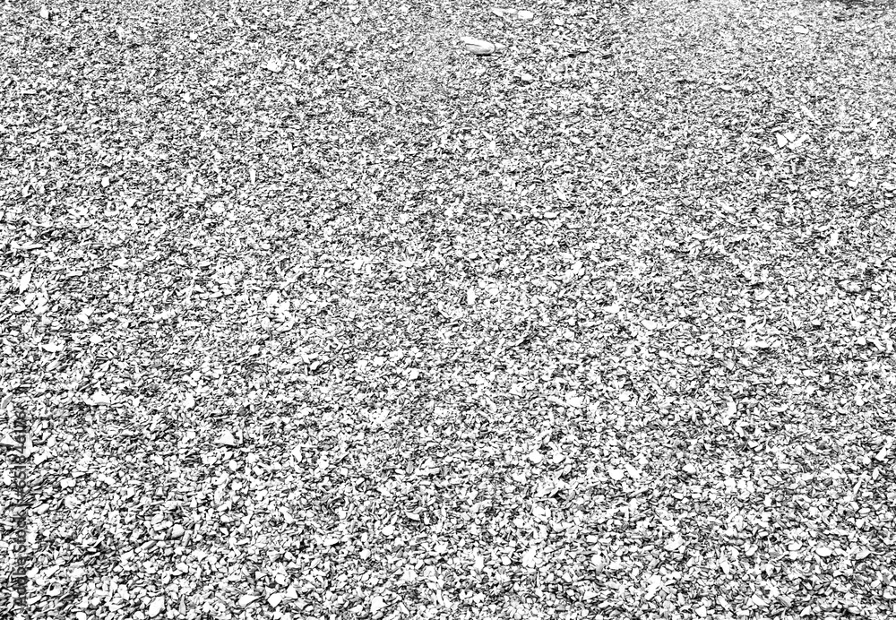 Background from small gravels, top view. Gray construction gravel texture for a poster, calendar, post, screensaver, wallpaper, postcard, banner, cover, website. Toned high quality photo - obrazy, fototapety, plakaty 
