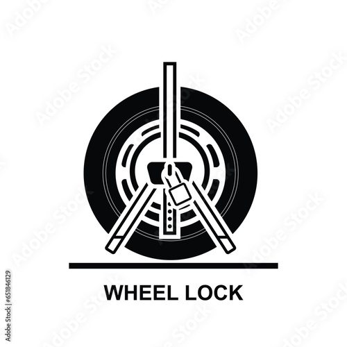 Wheel Lock icon. Car steel wheel lock isolate on background vector illustration.