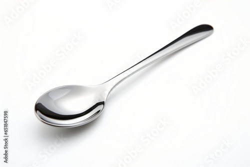 A silver spoon isolated on a white background