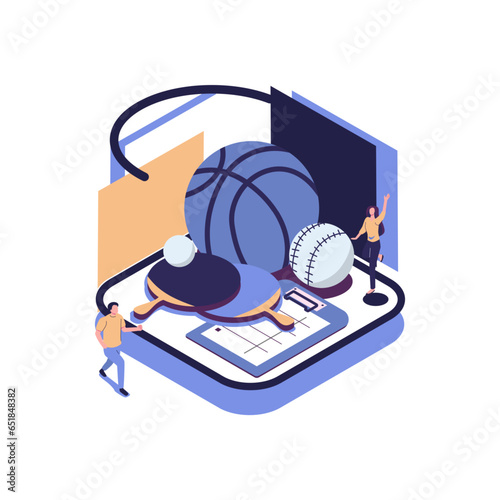 school subject physical education flat style isometric illustration vector design