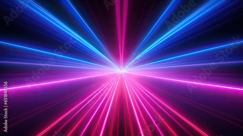 3D Rendering Abstract Neon Background with Ascending Pink Blue Red Glowing Lines Light Beam Fantastic Wallpaper with Colorful Laser Rays