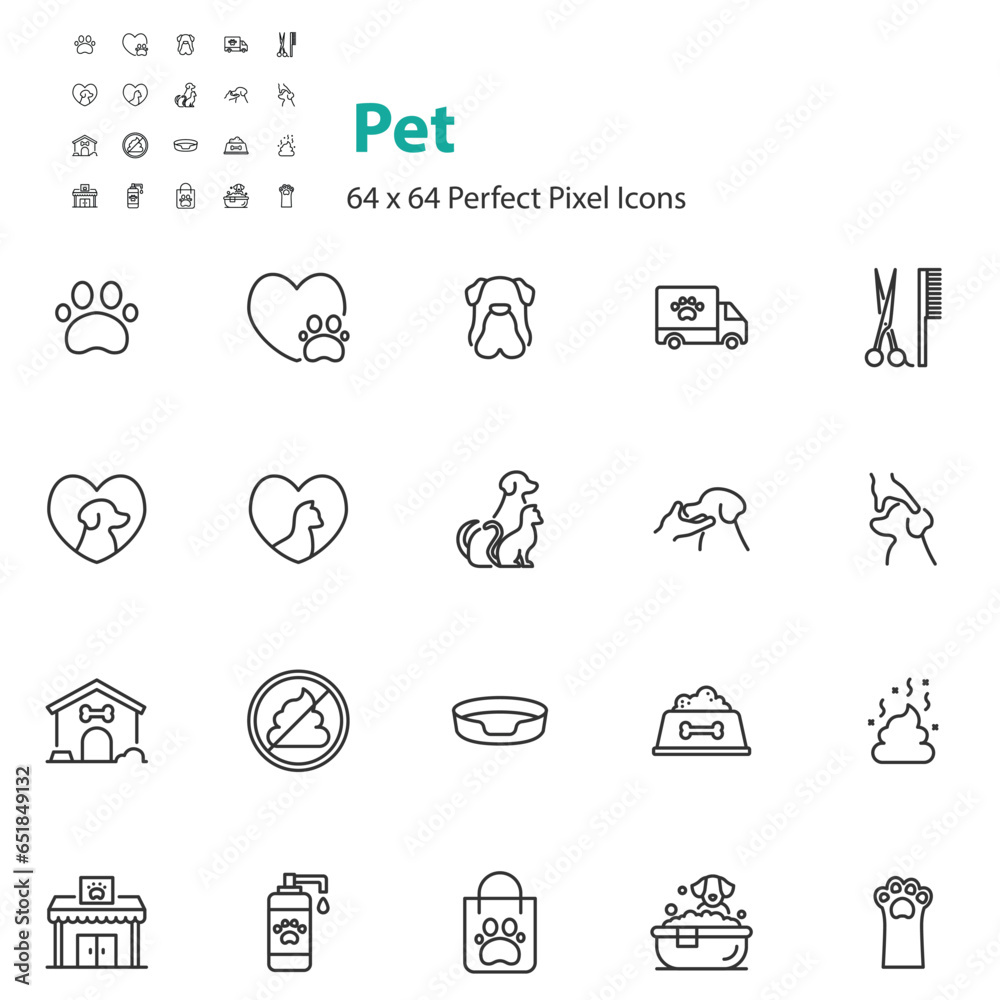 set of pet icon, veterinary, dog, cat