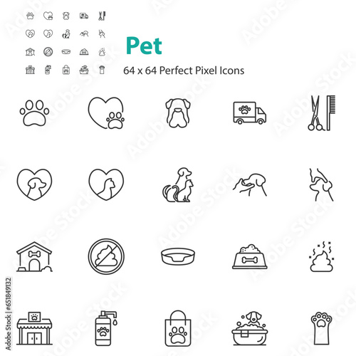 set of pet icon, veterinary, dog, cat