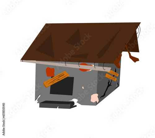 vector illustration of a dilapidated empty house