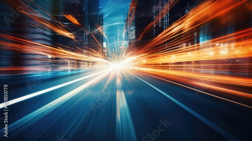 Car Motion Trails Speed Light Streaks Background with Blurred Fast-Moving Light Effect Racing Cars Dynamic Flash Effects City Road with Long Exposure Night Lights