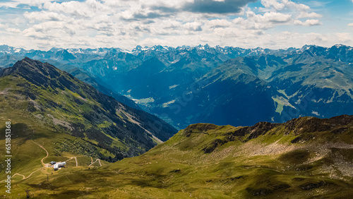 Fototapeta Naklejka Na Ścianę i Meble -  Alpine summer view at Mount Kreuzjoch, Schruns, Bludenz, Montafon, Vorarlberg, Austria