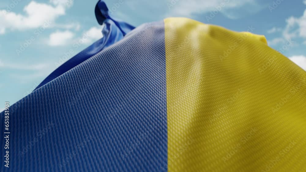 Wavy flag of Ukraine blowing in the wind in slow motion. Waving ...