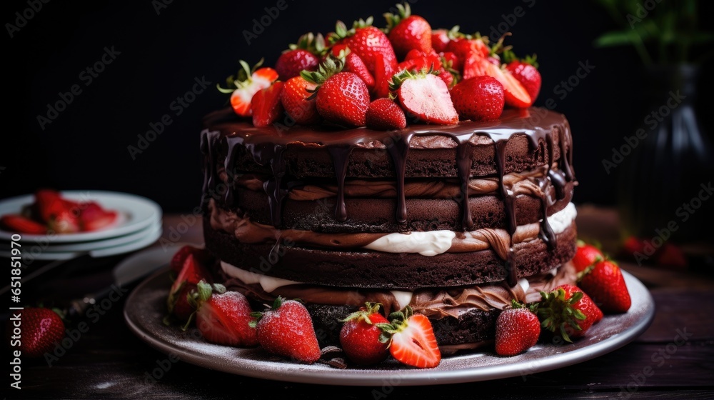 Decadent Chocolate and Strawberries Cake