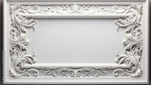 A beautiful smooth white frame with a classic design and intricate border 