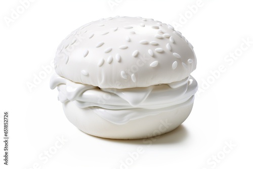 White burger. Modern art, neoclassical sculpture in solid color.