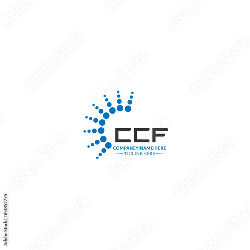 CCF letter logo design in 3 style. CCF polygon, circle, triangle, hexagon, flat and simple style with black and white color variation letter logo set in one artboard CCF logo, CCF.