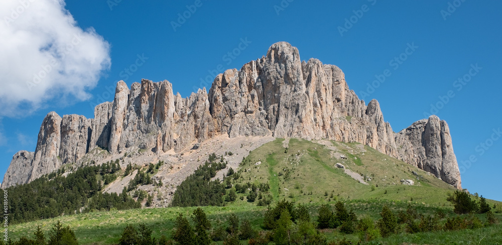 The rock of the Bolshoy Thach mountain range in the Republic of Adygea.