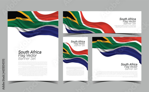 South Africa Flag Banner Set Vector, social media banner,